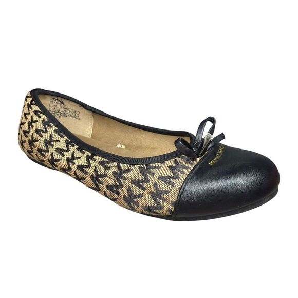 Michael Kors Girls 4 Matisse Black Brown Ballet Flats - Picture 1 of 7